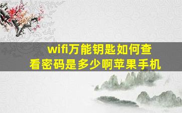 wifi万能钥匙如何查看密码是多少啊苹果手机