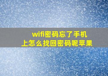 wifi密码忘了手机上怎么找回密码呢苹果