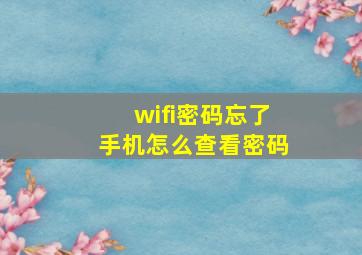 wifi密码忘了手机怎么查看密码