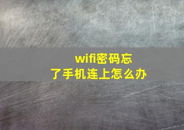 wifi密码忘了手机连上怎么办