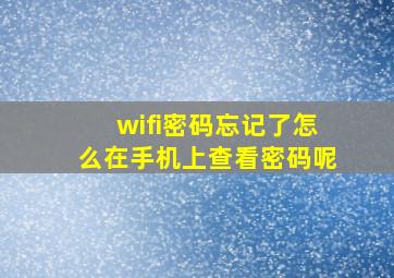 wifi密码忘记了怎么在手机上查看密码呢