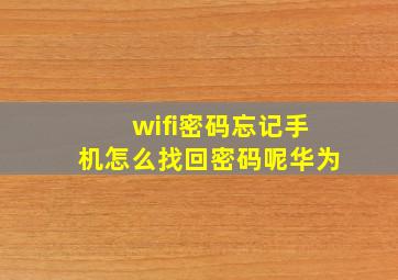 wifi密码忘记手机怎么找回密码呢华为