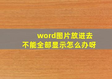 word图片放进去不能全部显示怎么办呀