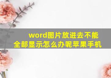 word图片放进去不能全部显示怎么办呢苹果手机