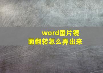 word图片镜面翻转怎么弄出来