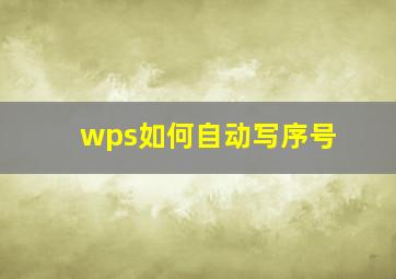 wps如何自动写序号