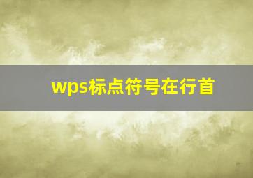 wps标点符号在行首