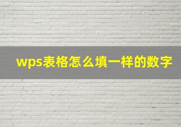 wps表格怎么填一样的数字