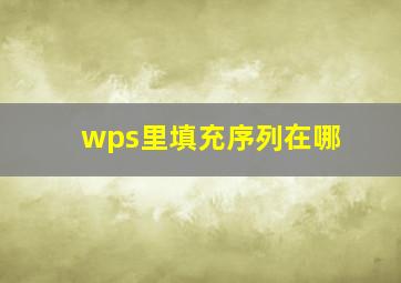 wps里填充序列在哪