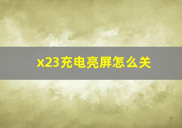 x23充电亮屏怎么关