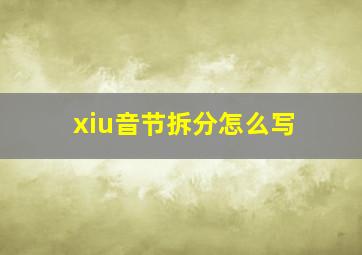 xiu音节拆分怎么写